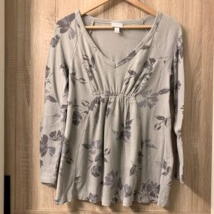 Gray and Blue Floral Isabel Maternity Blouse